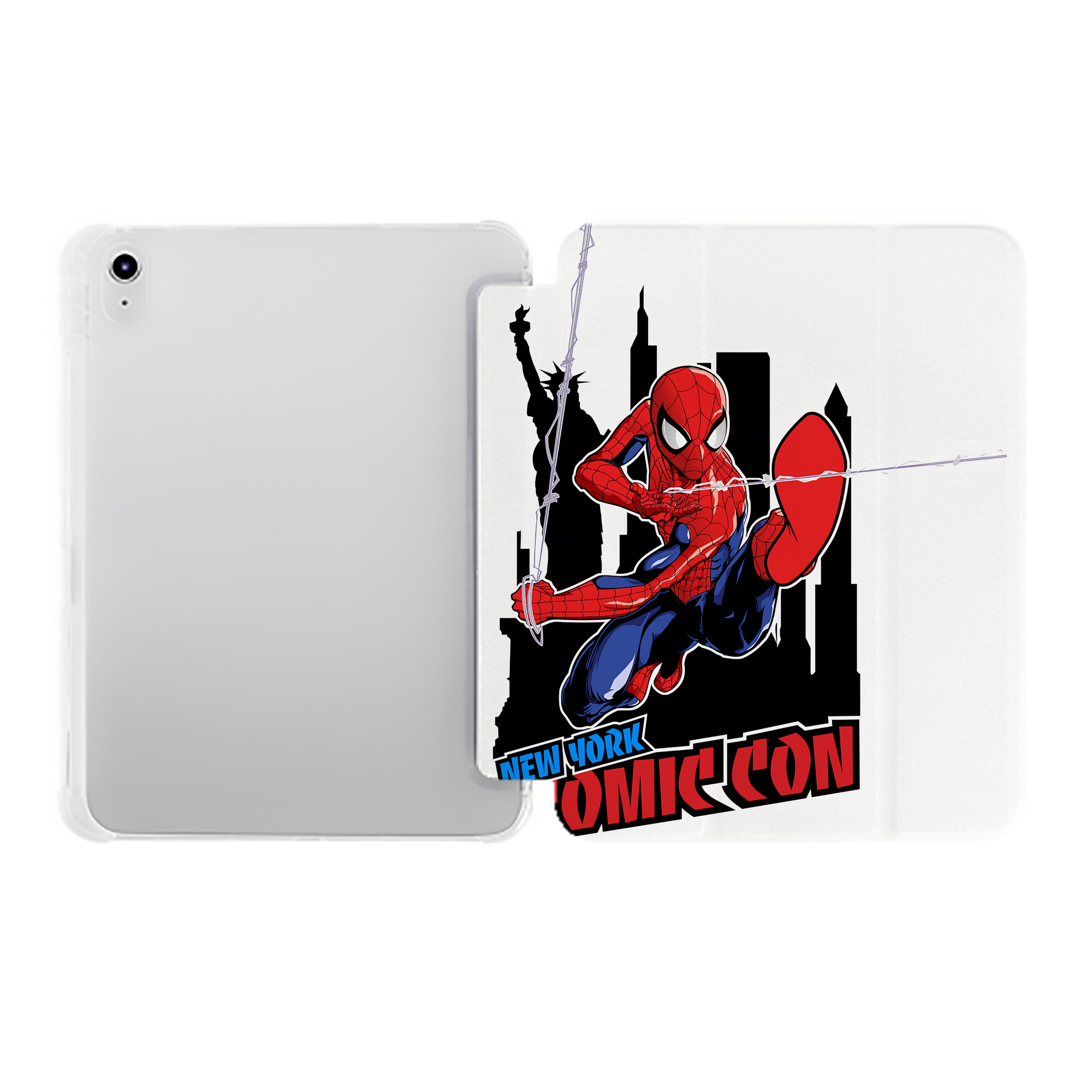 （画像用） Spider Man スパイダーマン IPad ケース ペン収納付き 三つ折りスタンド PUレザー×シリコン 対応機種9.5/10.5/10.9インチ
